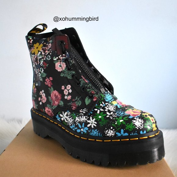 Dr. Martens | Sinclair Floral Mash Up Leather Platform Boots - Picture 8 of 16